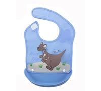 Unisex Bambino Bavaglino In Silicone, Impermeabile per Mangiare, facilmente regolabile Bavaglia con Tasca Raccogli Briciole 3 pezzi (H)