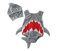 Unisex Bambino Inverno Pagliaccetto Bambini Senza Maniche Cosplay Squalo Rocker Crawler + Cappello Neonato Completi Costume di carneval Bambino Abito da Festa Abbigliamento Costume Regalo