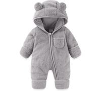 Unisex Bambino Inverno Pagliaccetto Piedi Tutina Bambini con Cappuccio Invernale Tuta da Sci Cotone Manica Lunga Body Tute Orsetto Set in Pile Toddler One Piece Jumpsuit