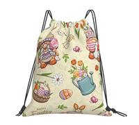 Unisex Borsa Coulisse Happy Easter GNOME Zaino da Viaggio Personalizzato Sacca Sportiva per Viaggi Donna Festival 36X42cm