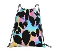 Unisex Borsa Coulisse Heart Dog Galaxy Rainbow Sacca Zaino Sportivo Leggero Sacco Sportive per Sport Nuoto Festival 36X42cm