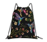 Unisex Borsa Coulisse Hummingbirds And Exotic Flowers, Leggero Sacco Sportive, Fashion Zaino Sportivo, per Spiaggia Donna 36X42cm