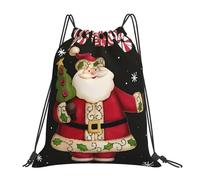 Unisex Borsa Coulisse Merry Christmas Print Zaino da Viaggio con Coulisse Sacco Sportive per All'Aperto Adulto Piscina 36X42Cm