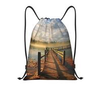 Unisex Borsa Coulisse Pier Bathing On Sunshine Print Zainetto con Coulisse Sacchetto Sportivo per Yoga Vacanze Sport 36X42cm