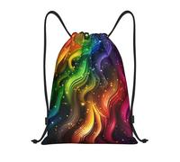 Unisex Borsa Coulisse Rainbow Colorful Zaino Scuola Leggero Sacca Ginnastica per Piscina Uomo Spiaggia 36X42cm