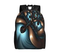 Unisex Borsa Da Viaggio Abstract Blue Brown Zaino Università Impermeabile Backpack Per Escursionismo, Studenti, Adulti, 42X32X14Cm