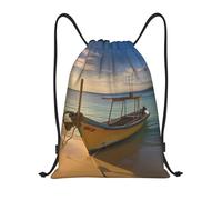 Unisex Borsa Sportiva da Palestra Boat Beach Sunrise Time Nautical Print Zaino Scuola con Coulisse Sacca Sportiva per Sport Donna Yoga 36X42cm
