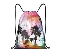 Unisex Borsa Sportiva da Palestra Palm Trees And Splashes of Paint Zaino da Viaggio con Coulisse Borsa Palestra Scuola per Sport Viaggi Yoga 36X42cm