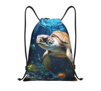 Unisex Borsa Sportiva da Palestra Sea Turtle Dolphin And Fish Zainetto con Coulisse Sacca Ginnastica per Yoga Vacanze Festival 36X42cm