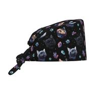 Unisex Cappelli da Cuoco Gatto Spaziale E Galassia Cappello da Cucina Elastico Cappello da Chef con Nastri Corti Cuffia Chirurgica per Hotel Fornai Ristorante