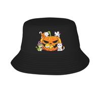Unisex Cappello da Sole Halloween Funny Cat Pumpkin Jack-O-Lantern Cappello da Pescatore Protezione Solare Cappelli A Secchiello Traspirante Bucket Hat per Ciclismo Spiaggia All'Aperto