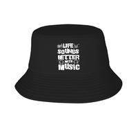 Unisex Cappello da Sole Life Sounds Better with Music Bucket Hat Leggero Cappello da Pescatore Protezione UV Cappelli Estivo per All'Aperto Viaggi Spiaggia