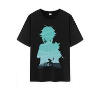 Unisex Character Shadow Art Genshin Impression 100% Cotton Daily Impact Medium Weight Short Sleeve T Shirt