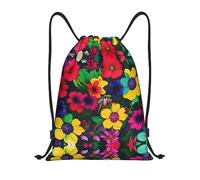 Unisex Coulisse Borsa da Palestra Rainbow Flowers Pattern Zaino Scuola con Coulisse Sacca Sportivo per Nuoto Festival All'aperto 36X42cm