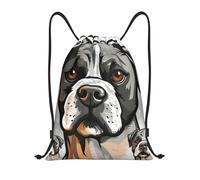 Unisex Coulisse Tasche American Bulldog Head Gym Sack con Coulisse Sacca Sportiva per Vacanze Donna Viaggi 36X42Cm
