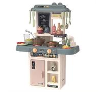 Unisex, cucina giocattolo per bambini, include 36 accessori, fornelli elettrici con simulazione di fuoco, rubinetto con pompa dell'acqua, ardesia e molto più giocattoli + 3 anni (blu)