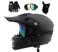 Unisex Doppio Sport Casco da Motocross, con Occhiali Guanti Maschera, Gioventù Integrale Fuoristrada Città MTB ATV Moto Casco, Discesa Enduro BMX Quad Bici da Cross Incidente Casco(MM,M/54-55CM)