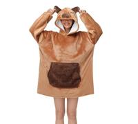 Unisex Felpa con Cappuccio Coperta Pullover Cappuccio Peluche Manica TV Plaid Coperte Adulto Donna Uomo Oversize Animale Felpe Wearable Blanket, Capybara, S