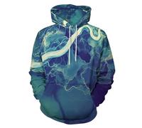 Unisex Felpe con Cappuccio Vista A Volo D'Uccello del Fiume Heihe 3D Uomo Donna Maniche Lunghe Hoodies Pullover Casual Streetwear con Tasca per Abiti Autunno Inverno (Elementi Naturali Astratti,XXL)