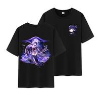 Unisex Genshin Full Wishes And Paimon's Paintings Double Side Graphic 100% Cotton Daily Impact Medium Weight Short Sleeve T Shirt