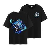 Unisex Genshin Full Wishes And Paimon's Paintings Double Side Graphic 100% Cotton Daily Impact Medium Weight Short Sleeve T Shirt