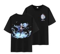 Unisex Genshin Full Wishes And Paimon's Paintings Double Side Graphic 100% Cotton Daily Impact Medium Weight Short Sleeve T Shirt