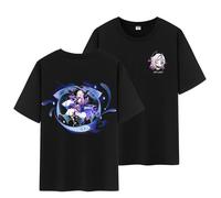 Unisex Genshin Full Wishes And Paimon's Paintings Double Side Graphic 100% Cotton Daily Impact Medium Weight Short Sleeve T Shirt