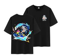 Unisex Genshin Full Wishes And Paimon's Paintings Double Side Graphic 100% Cotton Daily Impact Medium Weight Short Sleeve T Shirt