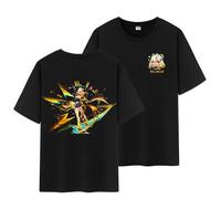 Unisex Genshin Full Wishes And Paimon's Paintings Double Side Graphic 100% Cotton Daily Impact Medium Weight Short Sleeve T Shirt
