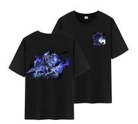 Unisex Genshin Full Wishes And Paimon's Paintings Double Side Graphic 100% Cotton Daily Impact Medium Weight Short Sleeve T Shirt