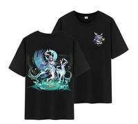 Unisex Genshin Full Wishes And Paimon's Paintings Double Side Graphic 100% Cotton Daily Impact Medium Weight Short Sleeve T Shirt