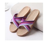 Unisex Home Pantofole a casa Lino e Donna Casa Slipper Apro-Toe Traspirante (Color : Purple1, Size : 37/38)