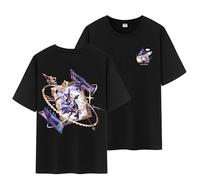 Unisex Honkai Star Rail all Character's Splash Art And Cute Pom-Pom Graphic Cotton Short Sleeve T Shirt