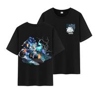 Unisex Honkai Star Rail all Character's Splash Art And Cute Pom-Pom Graphic Cotton Short Sleeve T Shirt