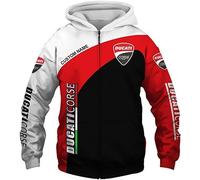 Unisex Hoodies Full Zip Felpe 3D per Ducati Stampa Cappuccio Tops Casual Manica Lunga Motociclista Felpa con Cappuccio Sport con Tasche-B||M