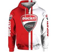 Unisex Hoodies Full Zip Felpe 3D per Ducati Stampa Cappuccio Tops Casual Manica Lunga Motociclista Felpa con Cappuccio Sport con Tasche-E||L