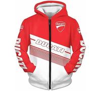 Unisex Hoodies Full Zip Felpe 3D per Ducati Stampa Cappuccio Tops Casual Manica Lunga Motociclista Felpa con Cappuccio Sport con Tasche-D||L