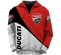 Unisex Hoodies Full Zip Felpe 3D per Ducati Stampa Cappuccio Tops Casual Manica Lunga Motociclista Felpa con Cappuccio Sport con Tasche-G||L