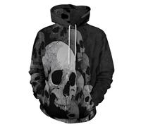 Unisex Hoodies Pull Over Felpe 3D per Elementi Gotici Oscuri con Cappuccio Tops Casual Manica Lunga Illustrazioni di Teschi Horror Felpa con Cappuccio Sport Tasche-S-6XL