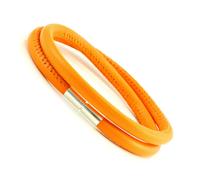 Unisex IN Pelle Bracciale-Sterling Argento Twist Clasp-Genuine Arancione Nappa