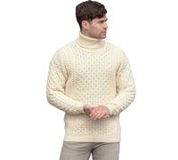 Unisex Irish Cable Knitted Soft Roll Neck Natural Jumper