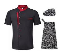 Unisex Kitchen Chef Uniform Bakery Food Service Cook Short Sleeve Shirt Breathable Double Breasted Chef Jacket Clothes (Color : Color 2 Size : L Code) (Color 6 3XL Code)