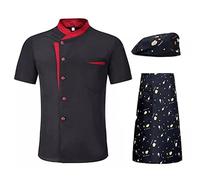 Unisex Kitchen Chef Uniform Bakery Food Service Cook Short Sleeve Shirt Breathable Double Breasted Chef Jacket Clothes (Color : Color 2 Size : L Code) (Color 5 2XL Code)
