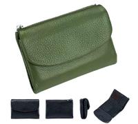 Unisex Leather Wallet,5.3 In Short Genuine Leather Coin Purse with Credit Card Holder,Clutch Bags,Small Wallets for Women,Coin Holder & Cash Slots,RFID Protected (Green)