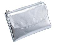 Unisex Leather Wallet, 5.3In Short Genuine Leather Coin Card Holder with Money Clip for Coins and Cards, Small Compact Bifold Pocket Purse Multicolor, for Men & Wome (Silver)