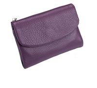 Unisex Leather Wallet, 5.3In Short Genuine Leather Coin Card Holder with Money Clip for Coins and Cards, Small Compact Bifold Pocket Purse Multicolor, for Men & Wome (Purple)