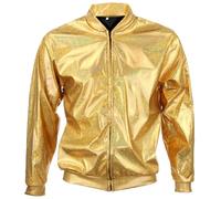 Unisex Lucido Bomber Giubbino Costume Top Lucido Pesce Scala Sirena Oro Argento