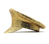 Unisex Lustrini Cappello Capitano Militare Festival Brillantini Disco Festa Oro