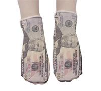 Unisex Mens Donne Divertente Stampa Dollaro Denaro Modello Calzini alla Caviglia Atletico Novità Basket Invisibile Short Tube Socks Dollar Bill Pattern Short, Y, double sided printin