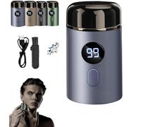 Unisex Mini Portable Electric Shaver,USB Rechargeable Ipx-7 Waterproof Electric Razor,LED Power Display Trimmer for Home, Car, Office, Business Trip (Blue, 7cm*4cm/2.75in*1.57in)